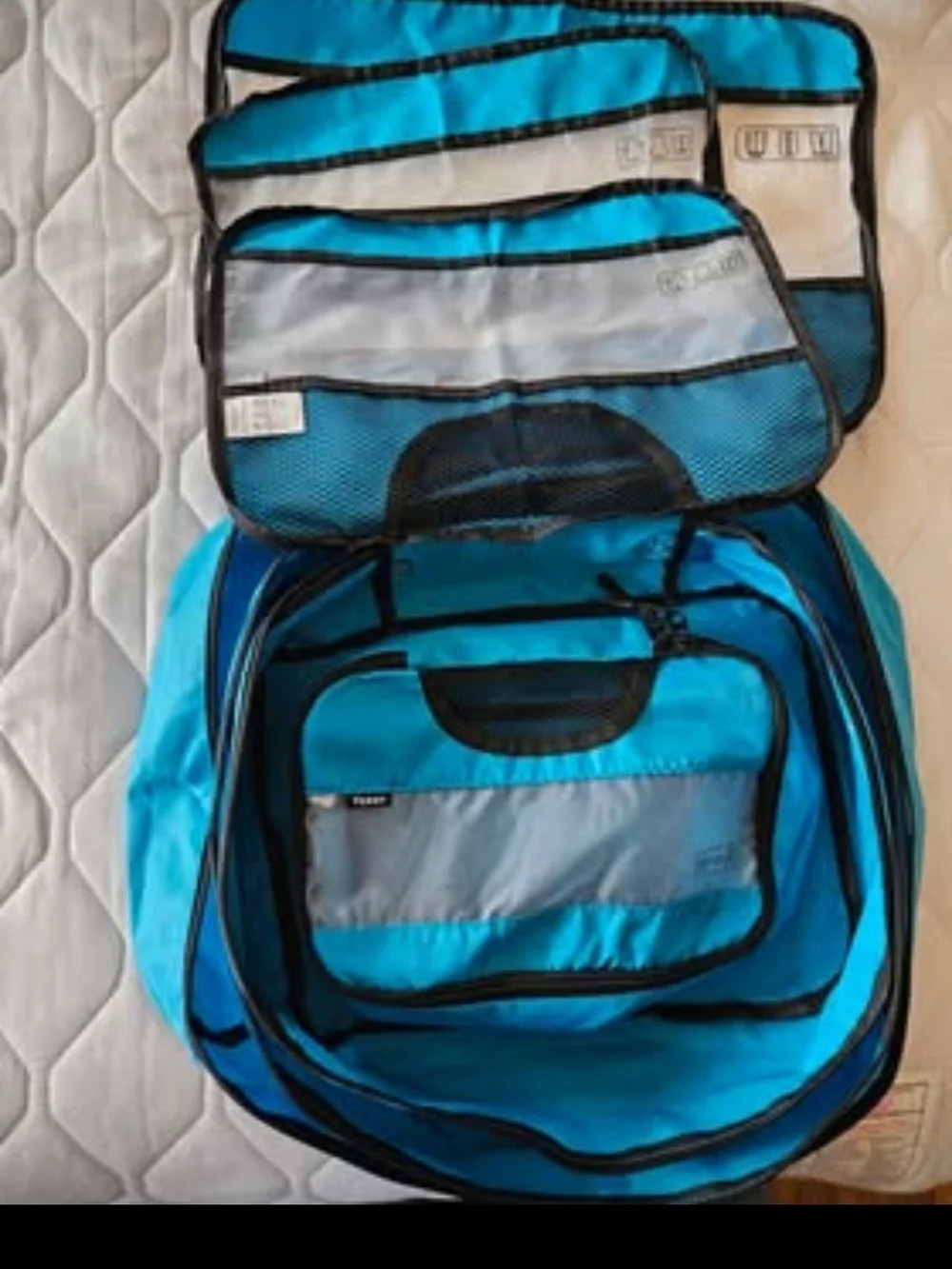 Blue Travel Packing Cubes Set - 6 Piece Garment Organizers